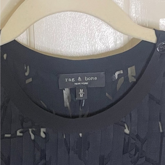 Rag & Bone Rubie Silk Burnout  Popover Relaxed Fit Mini Dress Black, Sz Med - Picture 9 of 16